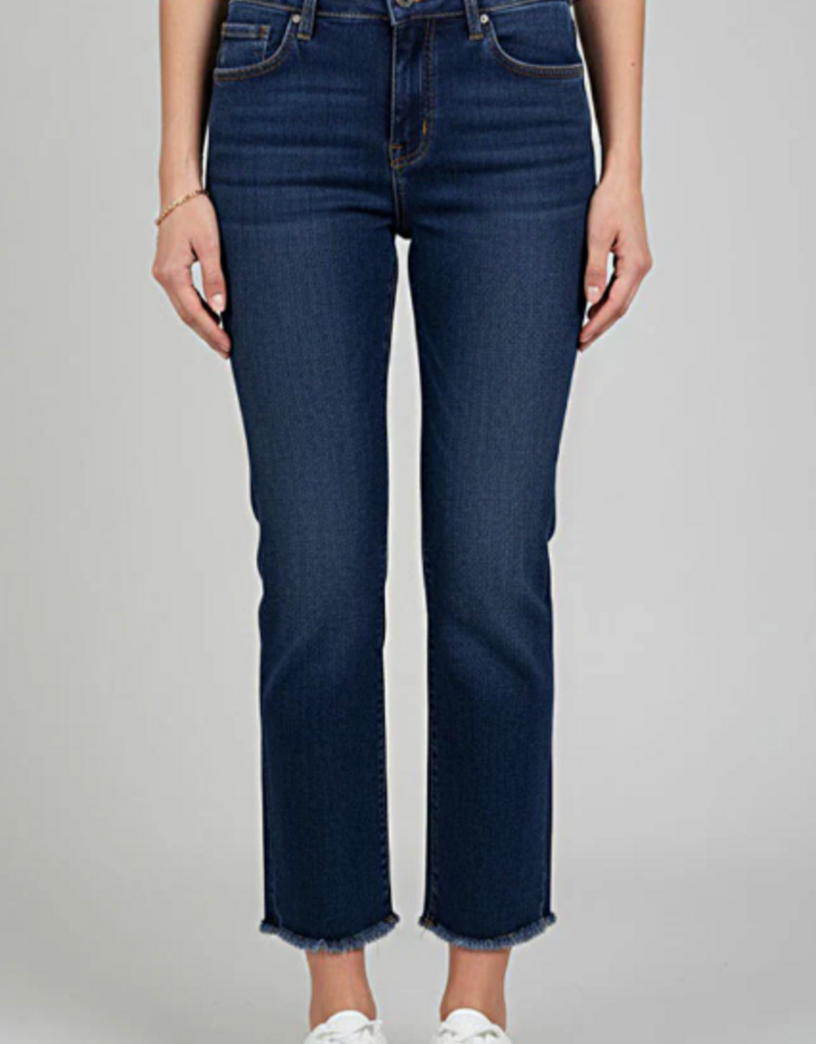 Ethyl Ethyl Blue Denim Fringed Hem Wide Leg Capri