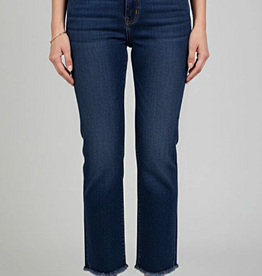 Ethyl Ethyl Blue Denim Fringed Hem Wide Leg Capri