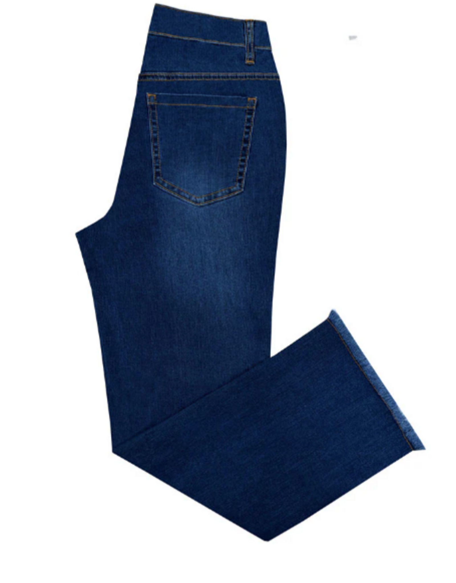 Ethyl Ethyl Blue Denim Fringed Hem Wide Leg Capri