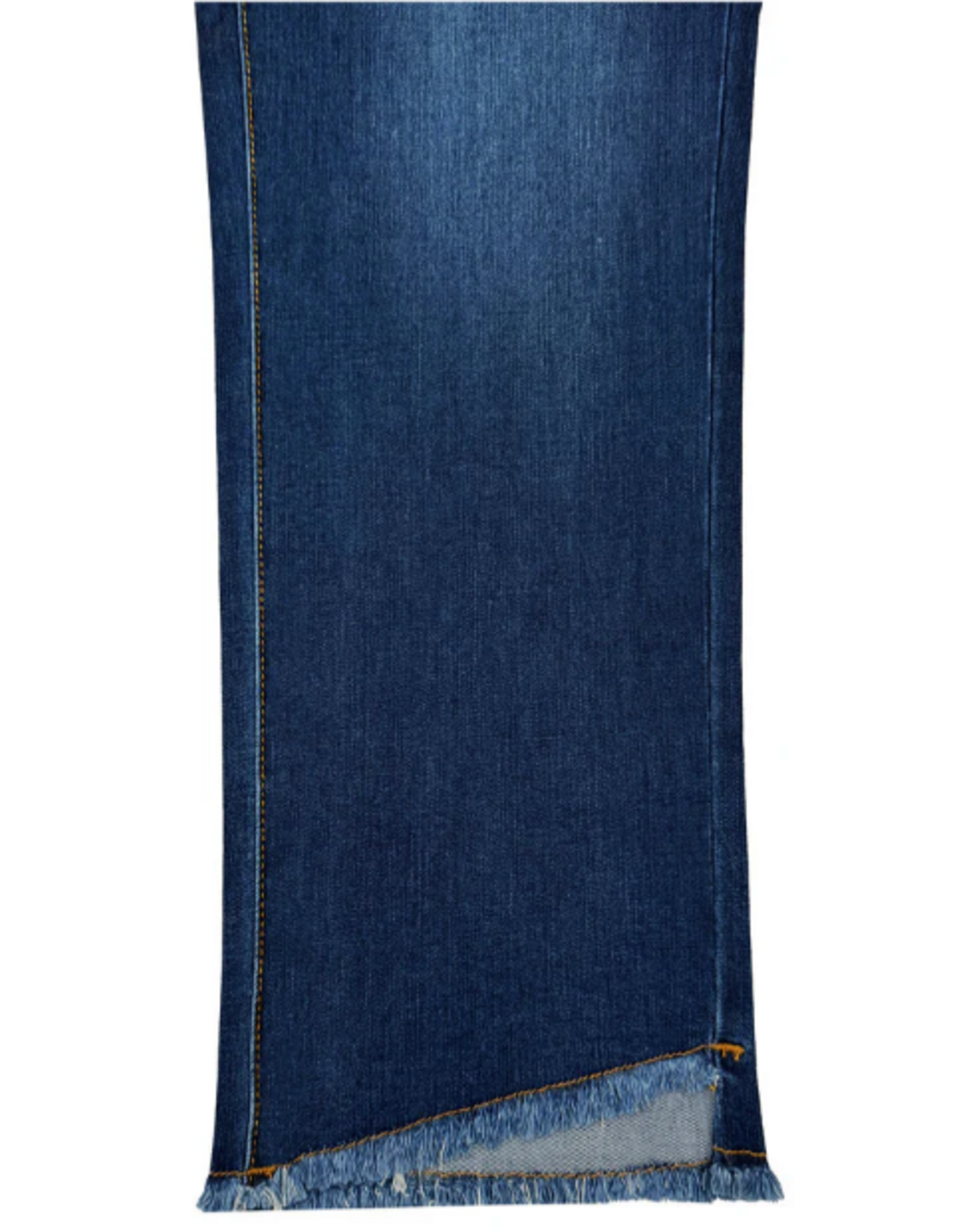Ethyl Ethyl Blue Denim Fringed Hem Wide Leg Capri
