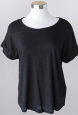 Keren Hart Keren Hart Black Round Neck  Back Button Detail S/S Top
