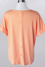 Keren Hart Keren Hart Tangerine Round Neck  Back Button Detail S/S Top