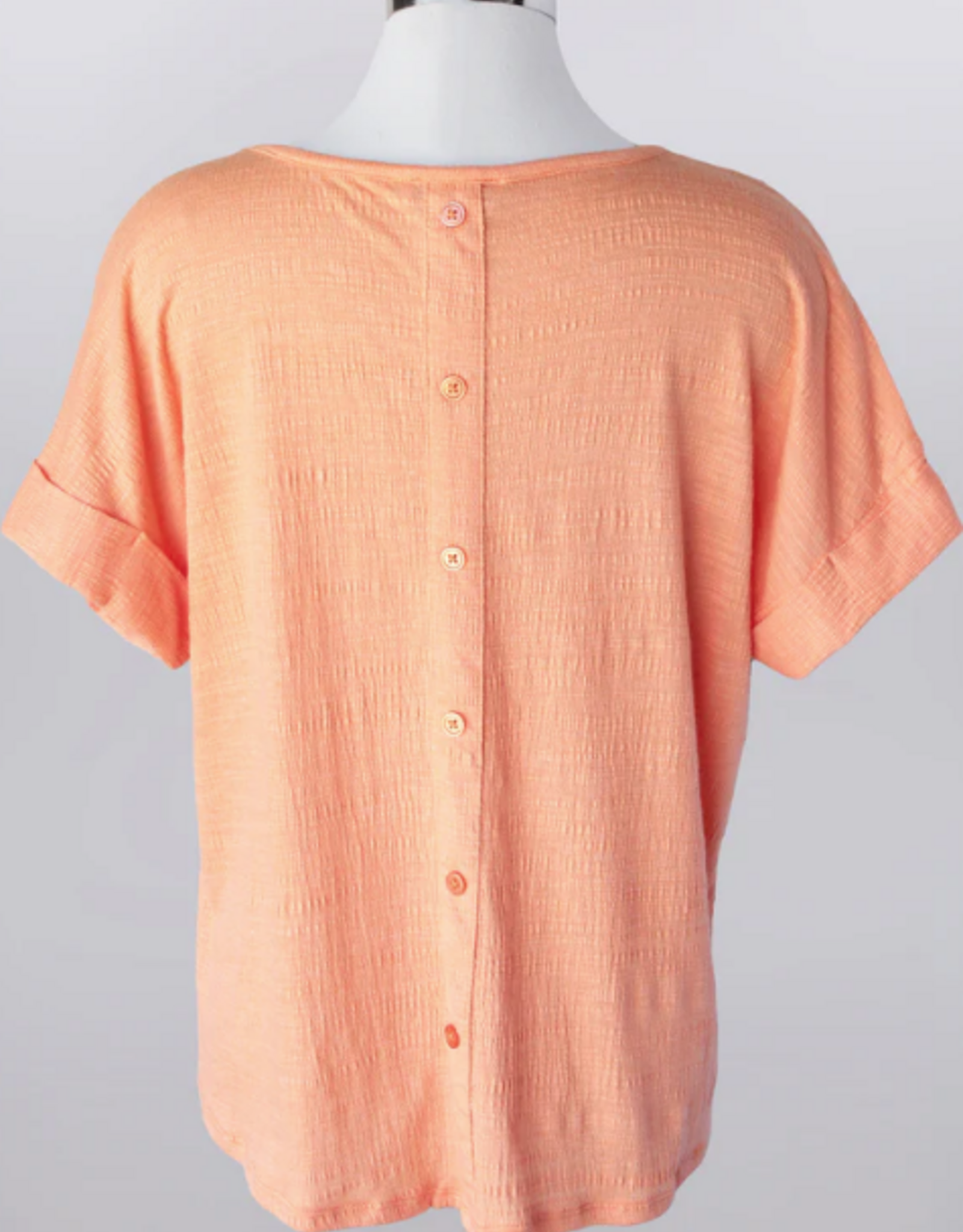 Keren Hart Keren Hart 22009 Tangerine Round Neck  Back Button Detail S/S Top