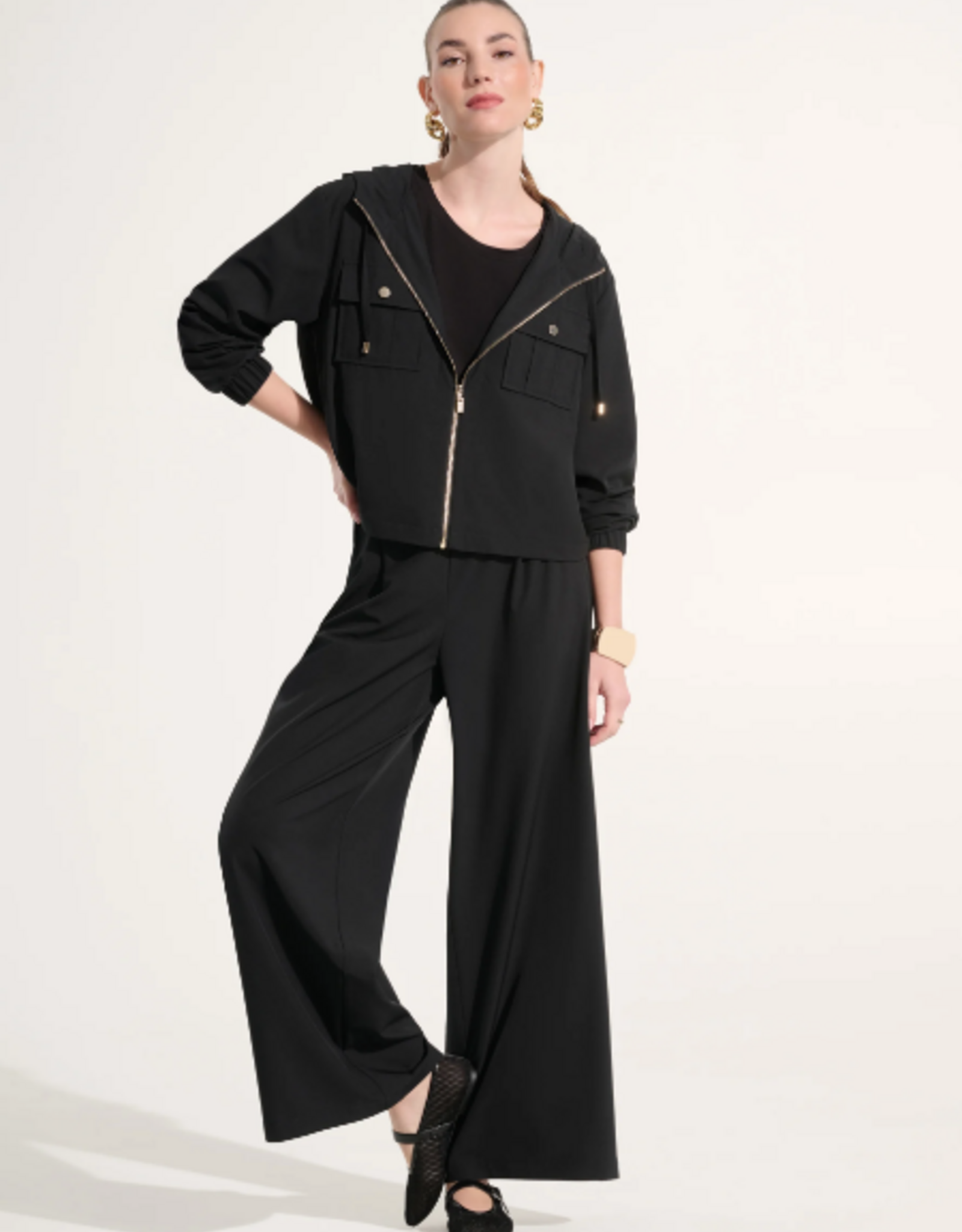 Joseph Ribkoff Joseph Ribkoff Stretch Woven Hooded Boxy Utility Jacket