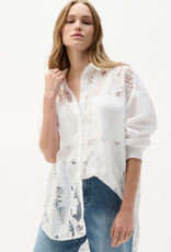 Joseph Ribkoff Joseph Ribkoff  White Cotton Lace Boxy Blouse With Embroidery