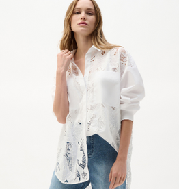 Joseph Ribkoff Joseph Ribkoff  White Cotton Lace Boxy Blouse With Embroidery