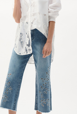 Joseph Ribkoff Joseph Ribkoff  White Cotton Lace Boxy Blouse With Embroidery