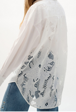 Joseph Ribkoff Joseph Ribkoff  White Cotton Lace Boxy Blouse With Embroidery