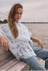 Joseph Ribkoff Joseph Ribkoff  White Cotton Lace Boxy Blouse With Embroidery