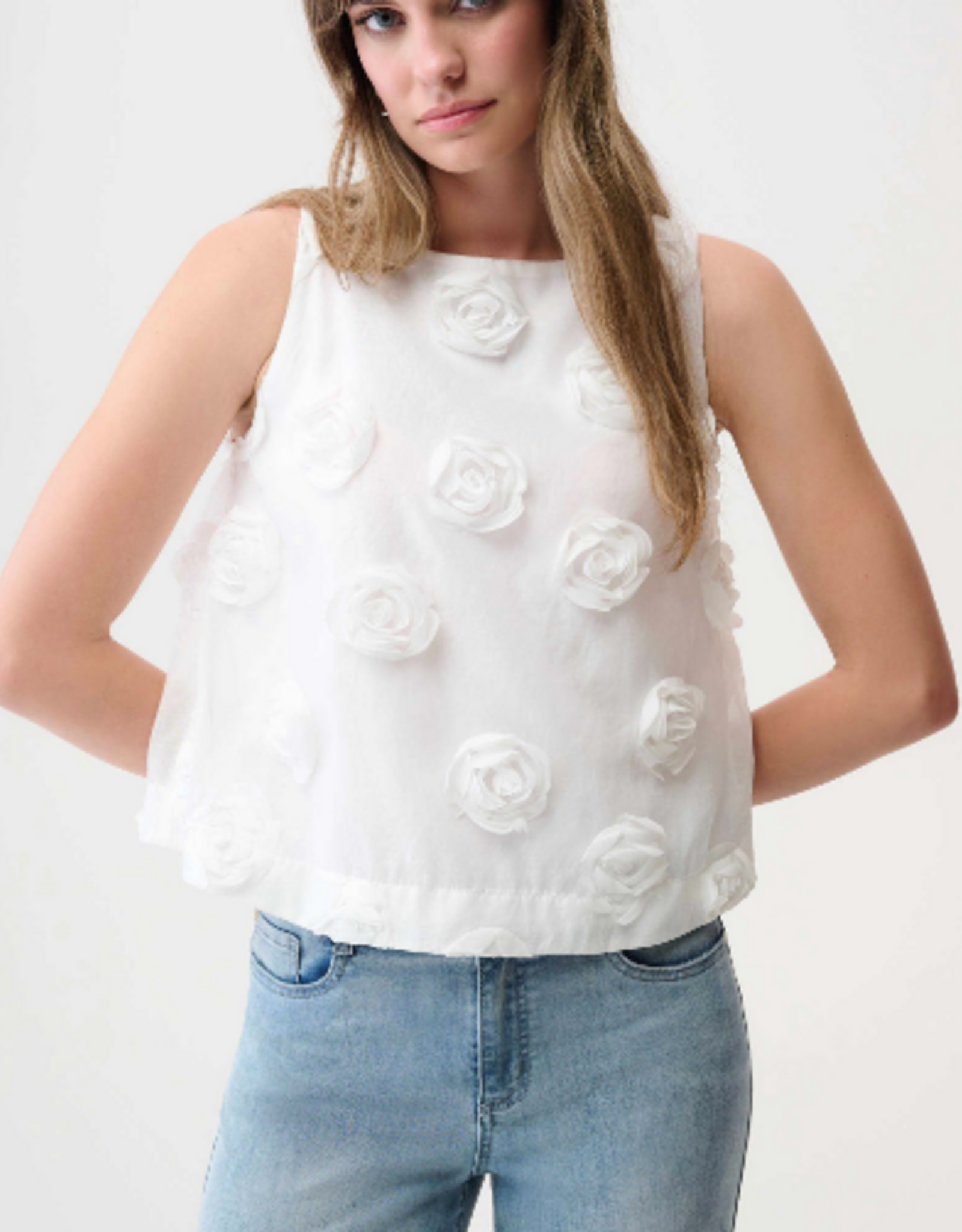 Joseph Ribkoff Joseph Ribkoff Novelty Sleeveless Top With 3D Floral Embroidery