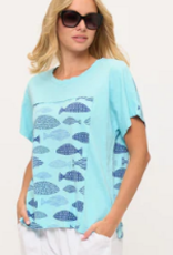 Cotton Lani Cotton Lani Tide Pool  Blue Graphic  Round Neck S/S Top