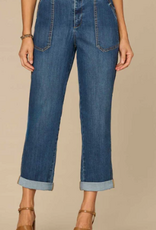 Democracy Democracy High Rise Patch Pocket Roll Cuff Utility Jeans