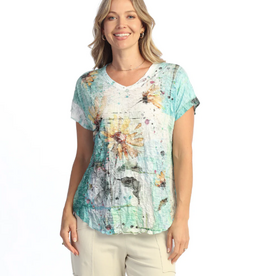 Jess & Jane Jess & Jane Sundance Crushed  Texture V-Neck S/S TOP