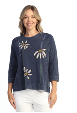 Jess & Jane Jess & Jane  Blue Whimsy Mineral Wash French Terry Top