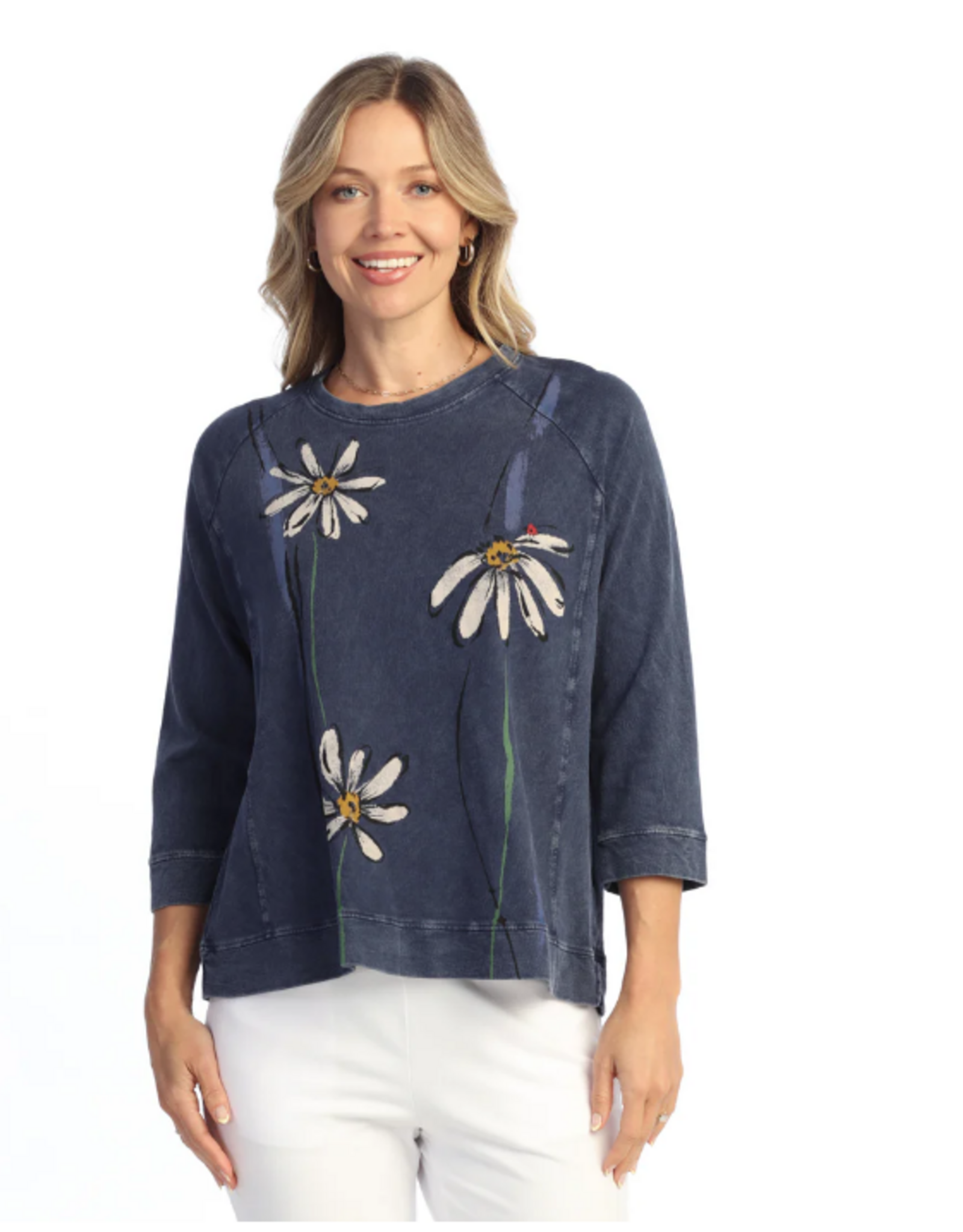 Jess & Jane Jess & Jane  Blue Whimsy Mineral Wash French Terry Top