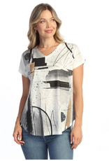 Jess & Jane Jess & Jane Tango  White Graphic Print  V-Neck S/S Top