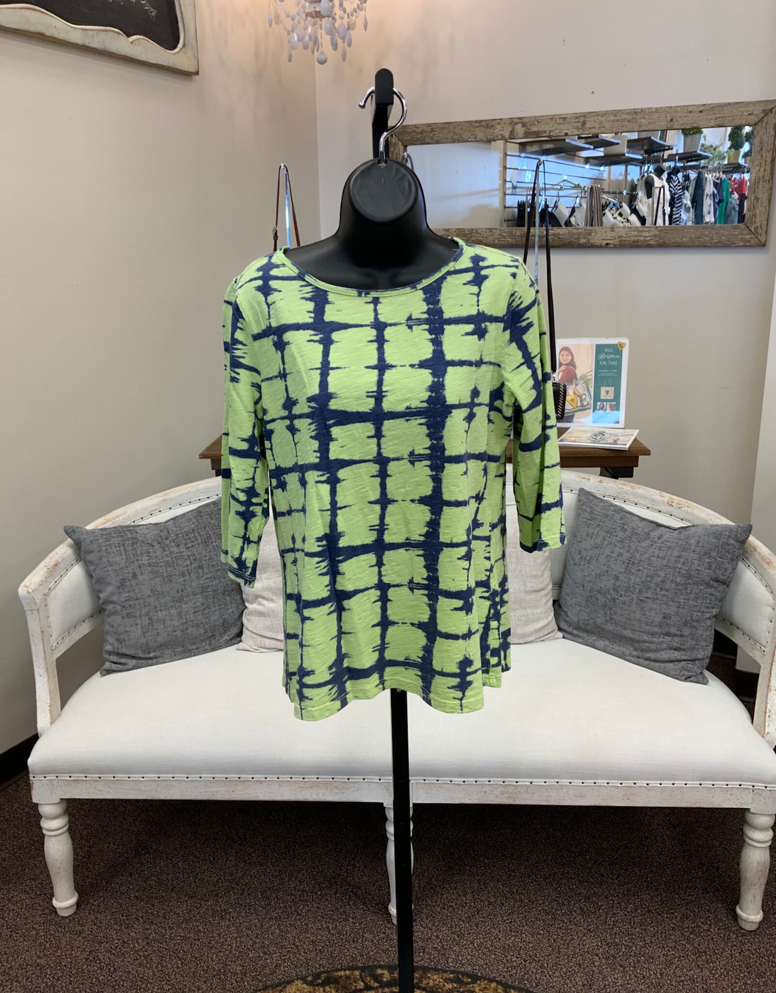 Cotton Lani Cotton Lani  Limade Print  Round Neck 3/4 Sleeve 100% Cotton Top