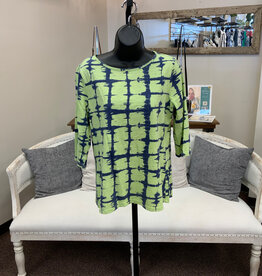 Cotton Lani Cotton Lani  Limade Print  Round Neck 3/4 Sleeve 100% Cotton Top