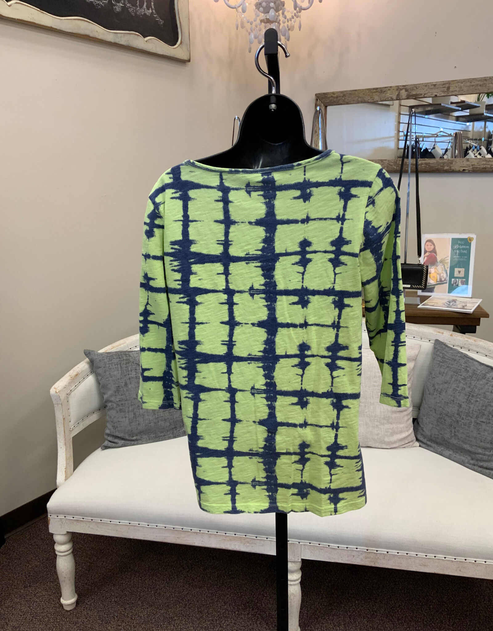 Cotton Lani Cotton Lani  Limade Print  Round Neck 3/4 Sleeve 100% Cotton Top