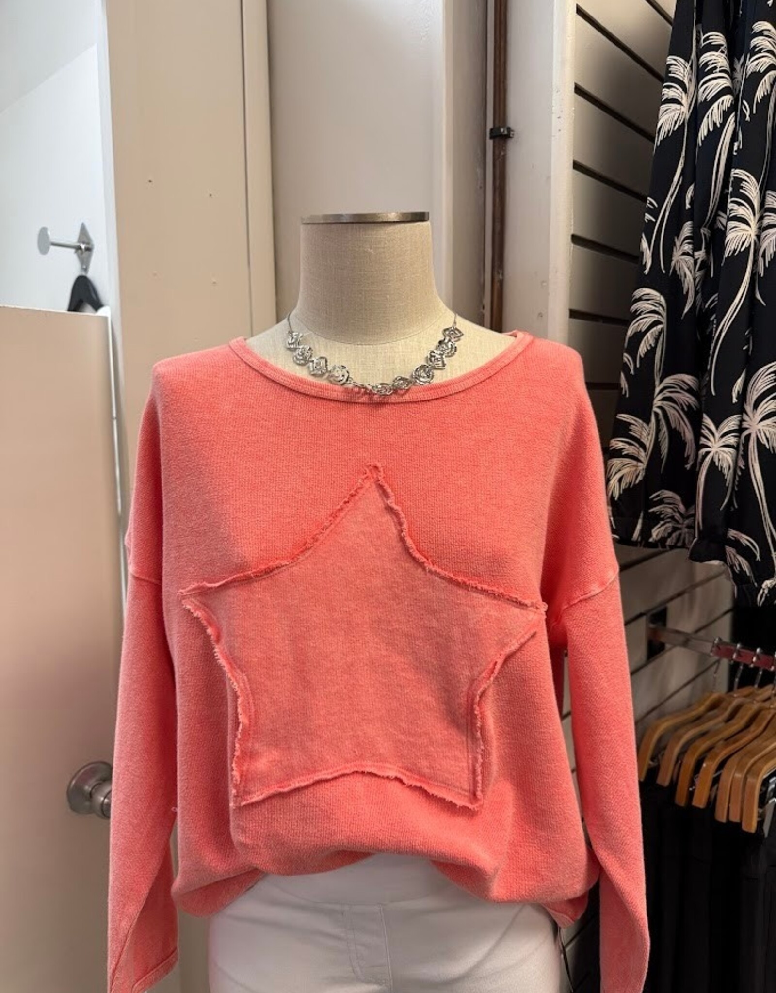 Cotton Lani Cotton Lani Coral Round Neck Long Sleeve 100% Cotton Top