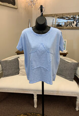 Cotton Lani Cotton Lani Sky Blue Round Neck S/S Graphic Star Top