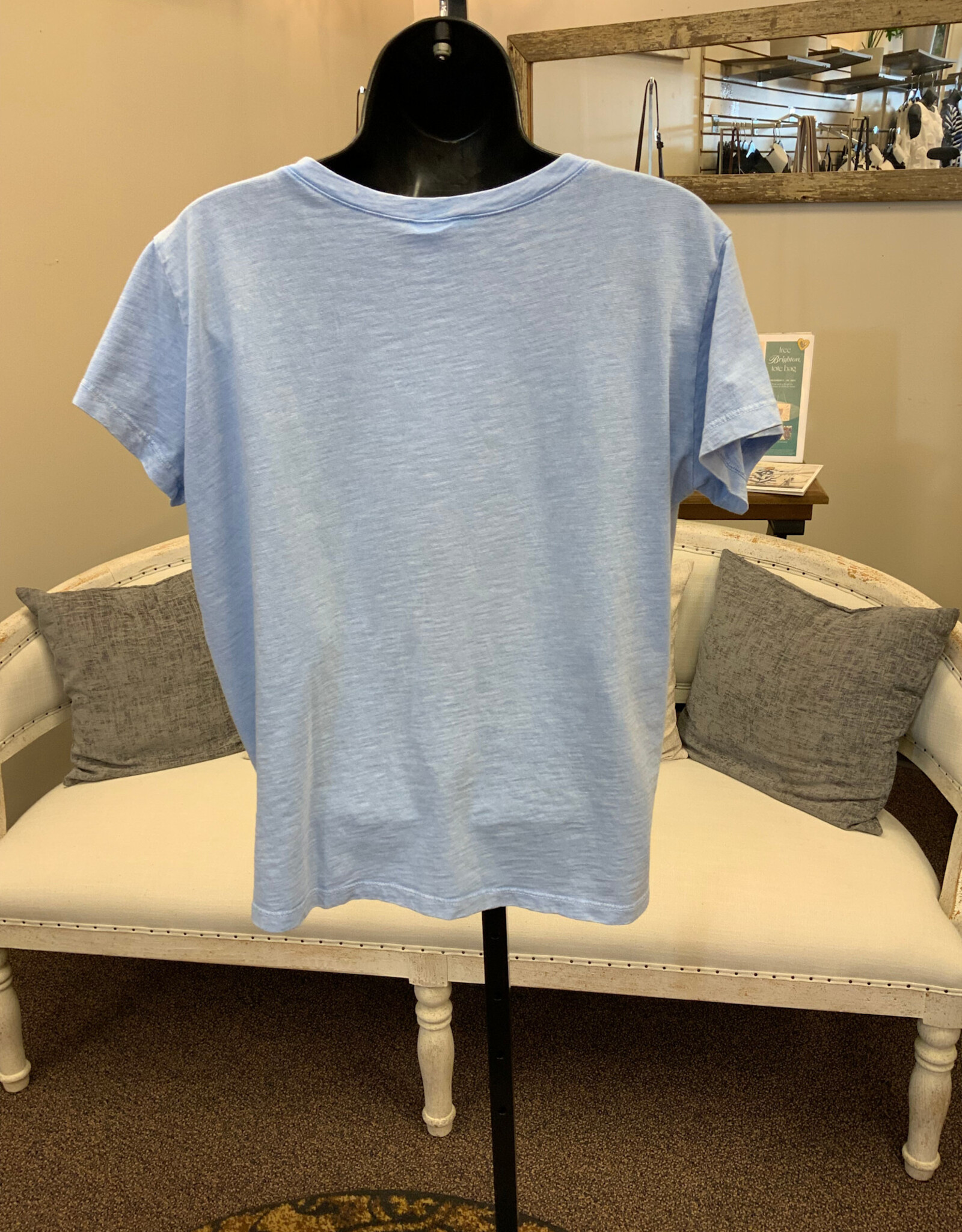 Cotton Lani Cotton Lani Sky Blue Round Neck S/S Graphic Star Top