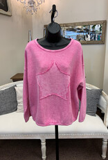 Cotton Lani Cotton Lani Pink Star Round Neck L/S 100% Cotton Top