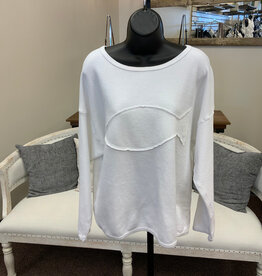 Cotton Lani Cotton Lani White Fish Round Neck L/S 100% Cotton Top