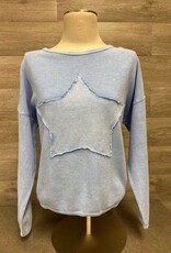 Cotton Lani Cotton Lani Sky Blue Star Round Neck L/S 100% Cotton Top