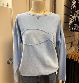 Cotton Lani Cotton Lani Sky Blue Fish Round Neck L/S 100% Cotton Top