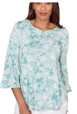 Ruby Rd Ruby Road Pacific Multi Floral 3/4 Sleeve Petite Top