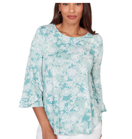 Ruby Rd Ruby Road Pacific Multi Floral 3/4 Sleeve Petite Top