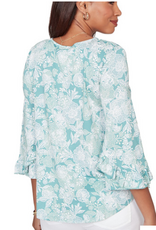 Ruby Rd Ruby Road Pacific Multi Floral 3/4 Sleeve Petite Top