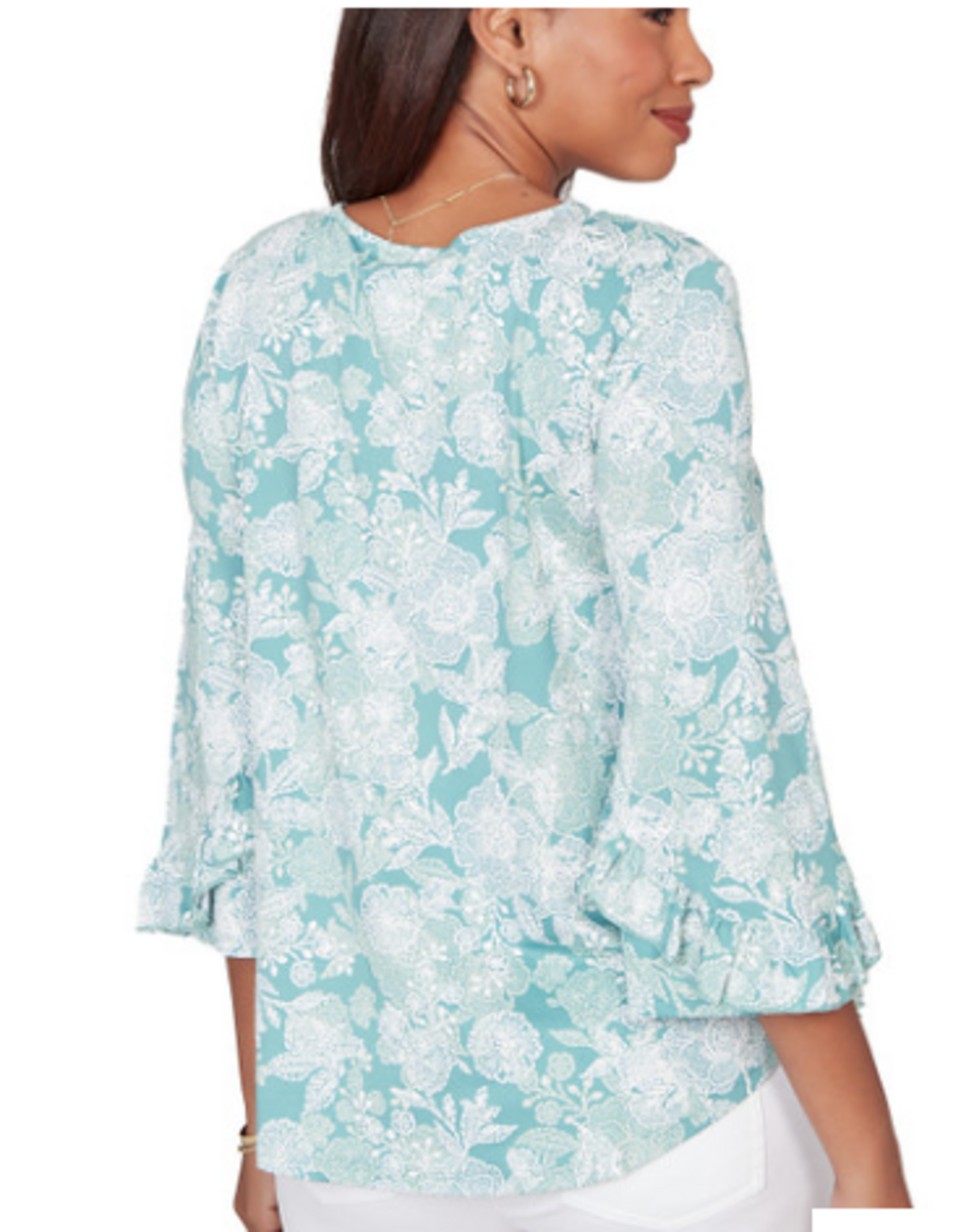 Ruby Rd Ruby Road Pacific Multi Floral 3/4 Sleeve Petite Top