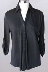 Keren Hart Keren Hart Black Collar Button Up 3/4 Sleeve Top