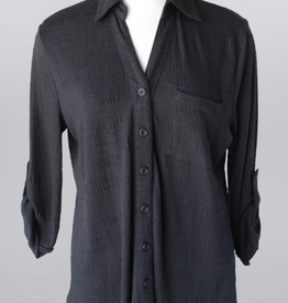 Keren Hart Keren Hart Black Collar Button Up 3/4 Sleeve Top