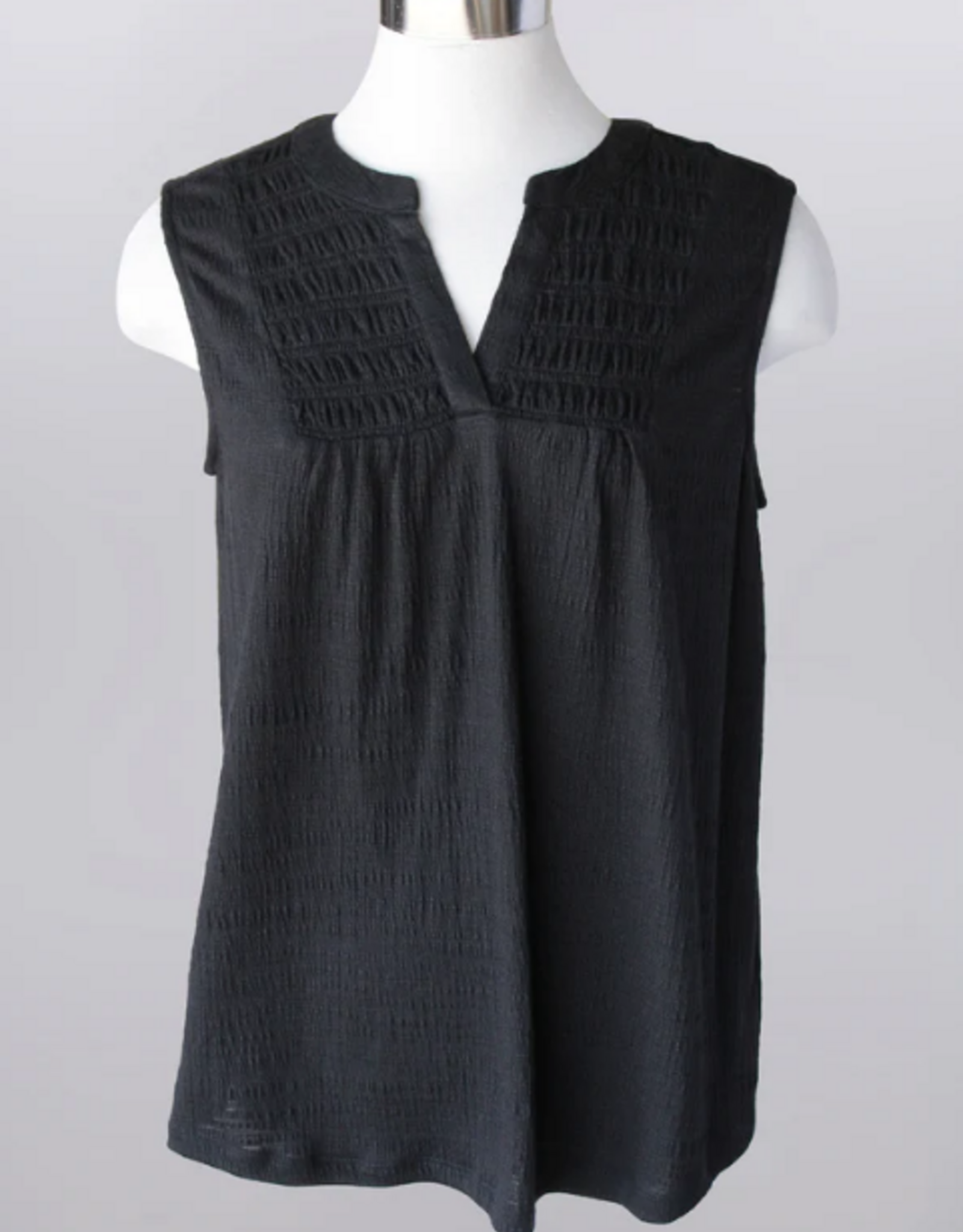 Keren Hart Keren Hart Black Textured V-Neck Sleeveless Top