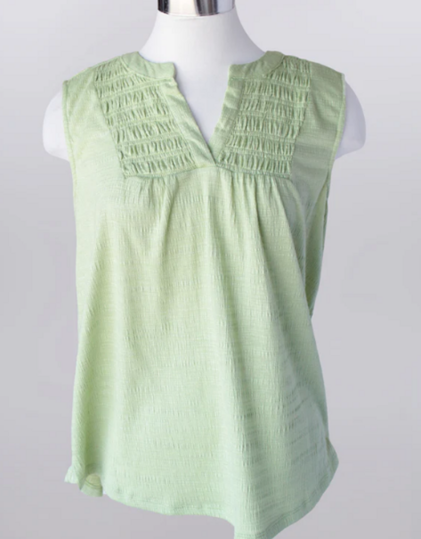 Keren Hart Keren Hart Spring Green Textured V-Neck Sleeveless Top