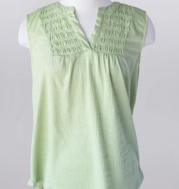 Keren Hart Keren Hart Spring Green Textured V-Neck Sleeveless Top