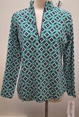 Lulu B Lulu Green/Navy GDEN Print 1/4 Zip L/S UPF 50+ Top
