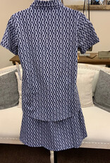 Lulu B Lulu B Navy RPNW Print V-Neck Collar UPF 50+  S/S Top