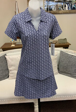 Lulu B Lulu B Navy RPNW Print V-Neck Collar UPF 50+  S/S Top