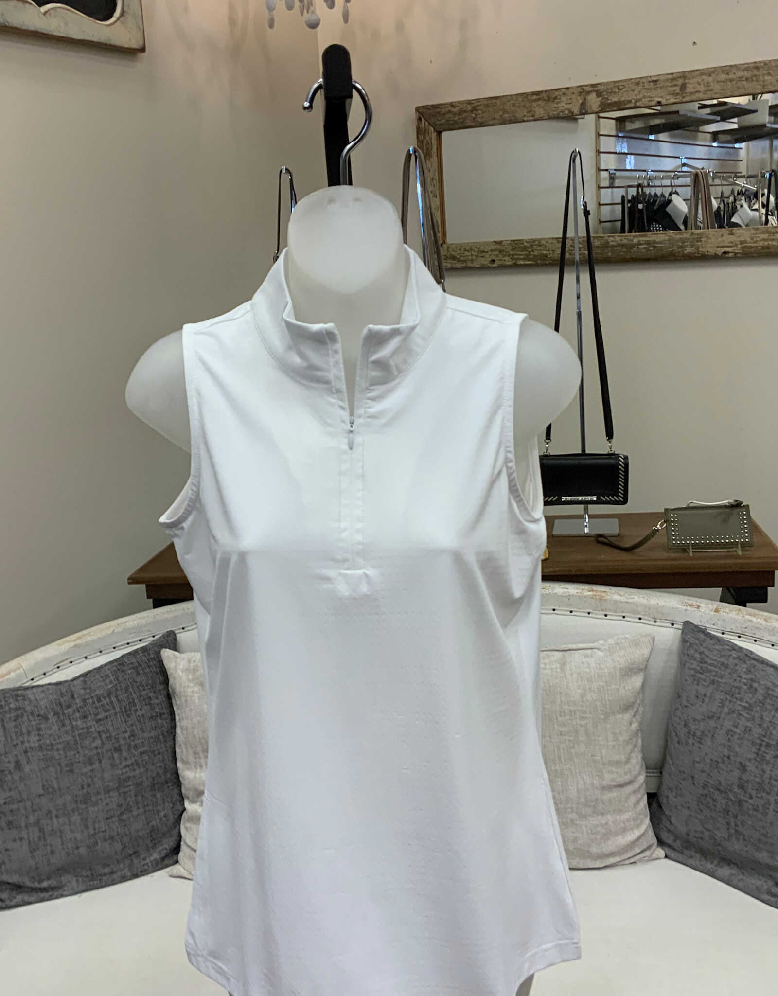 Beachtime Beach Time  WHT White 1/4 Zip Sleeveless Top