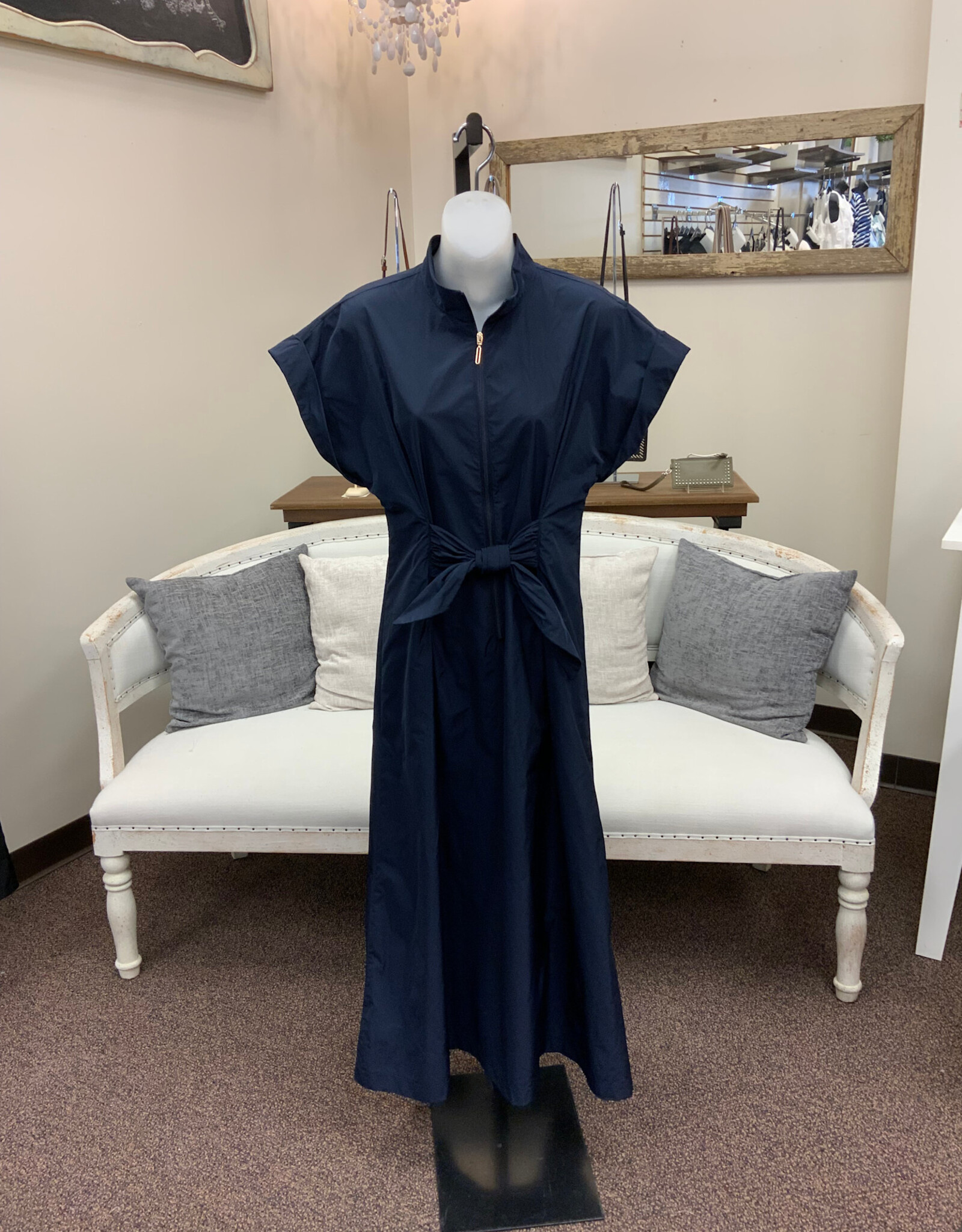 Joseph Ribkoff Joseph Ribkoff  Navy Memory Fit And Flare Dress With Tie Waist