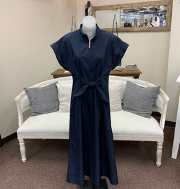 Joseph Ribkoff Joseph Ribkoff  Navy Memory Fit And Flare Dress With Tie Waist