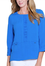 Multiples Multiples Electric Blue V-Neck 3/4 Sleeve Top