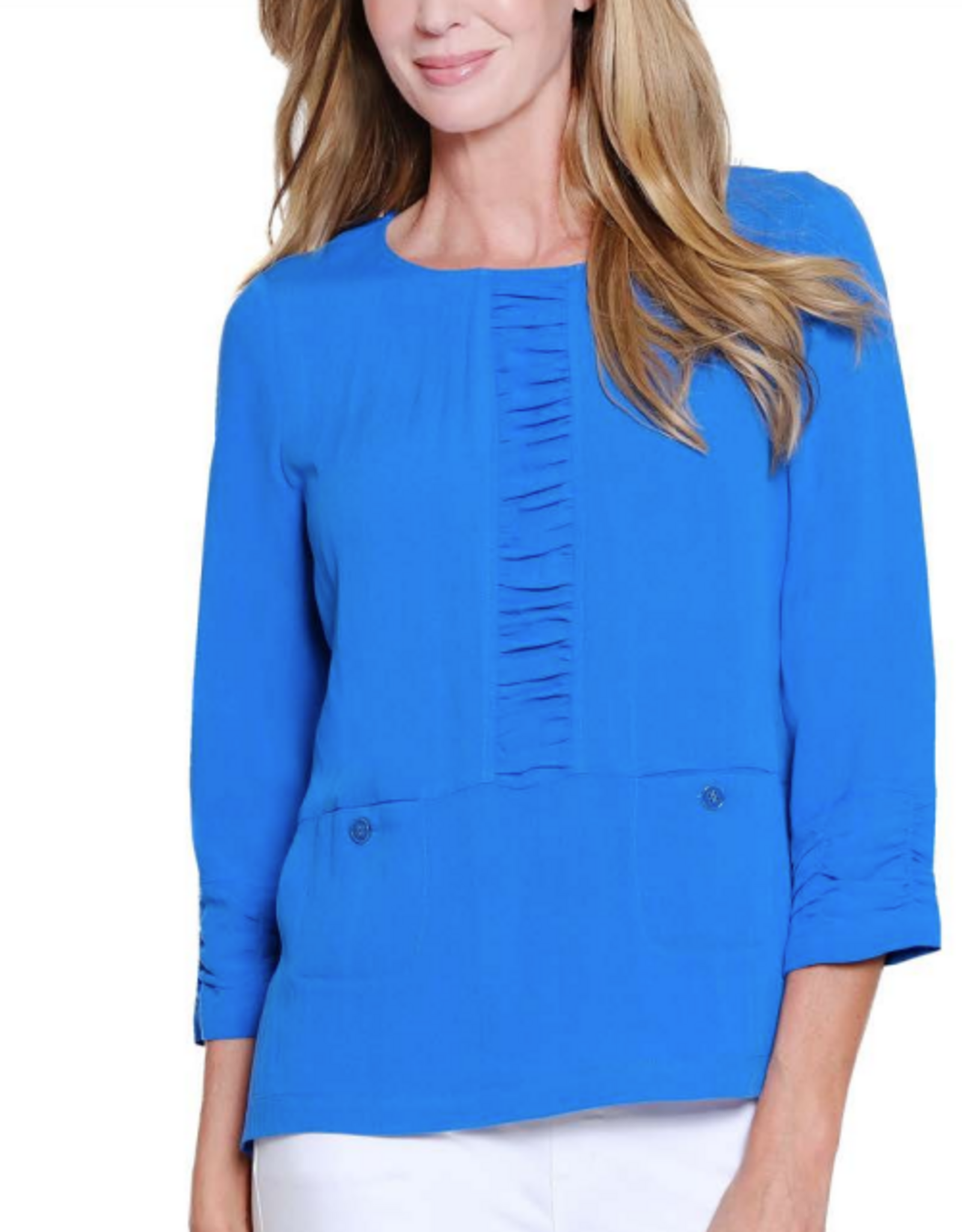Multiples Multiples Electric Blue V-Neck 3/4 Sleeve Top