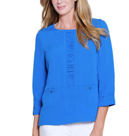 Multiples Multiples Electric Blue V-Neck 3/4 Sleeve Top