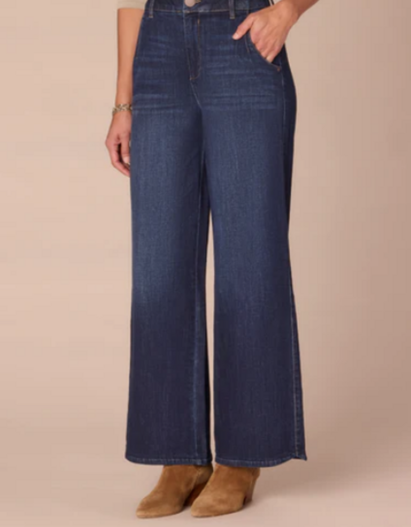 Democracy Democracy BP264HGEH Indigo Skyrise Petite Wide Leg Jeans w/Tulip Hem