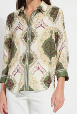 Lysse Lysse Ishani Print Button Up Roll Tab Sleeve Top